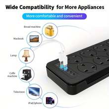 The New Multi-Functional Power Board/Power Socket/Strip Plug For 2025 Comes With 8 Sockets, Matched With (3 USB-A) (3 TYPE-C), 2m/6ft Extendable Power Extension Cable, Overload Protection, And 2 Color Sockets To Choose From, Suitable For Home And Office Use. - UK Plug(220-240V) - View 3