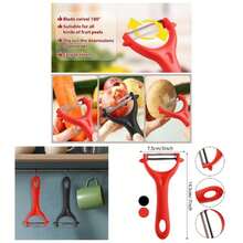2 Pcs Y - Shaped Swivel Potato Peeler, Stainless Steel Vegetable Peeler Peeler Kitchen - Black and Red + Y-Shaped - View 1