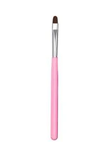 1pc White & Pink Flat Head Nail Art Gel Painting Brush