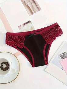 6PCS, Seamless Women's Daily Sports Underwear, Low Waist Comfortable Lace Edge Bow Cotton Underwear, Women's Underwear - Nhiều màu - Xem 9