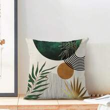 2 件波西米亚枕套抱枕橙色太阳绿热带树叶装饰中世纪枕套户外装饰波西米亚靠垫套适用于沙发家居，单面无枕芯 - 綠色 - 查看 4