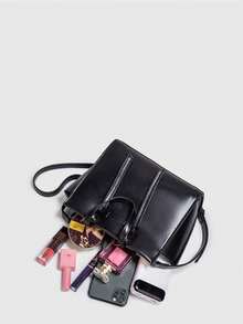 Borsa capiente da donna, nuova borsa a forma di ala, versatile come borsa a tracolla o a spalla - nero - Visualizzare 3