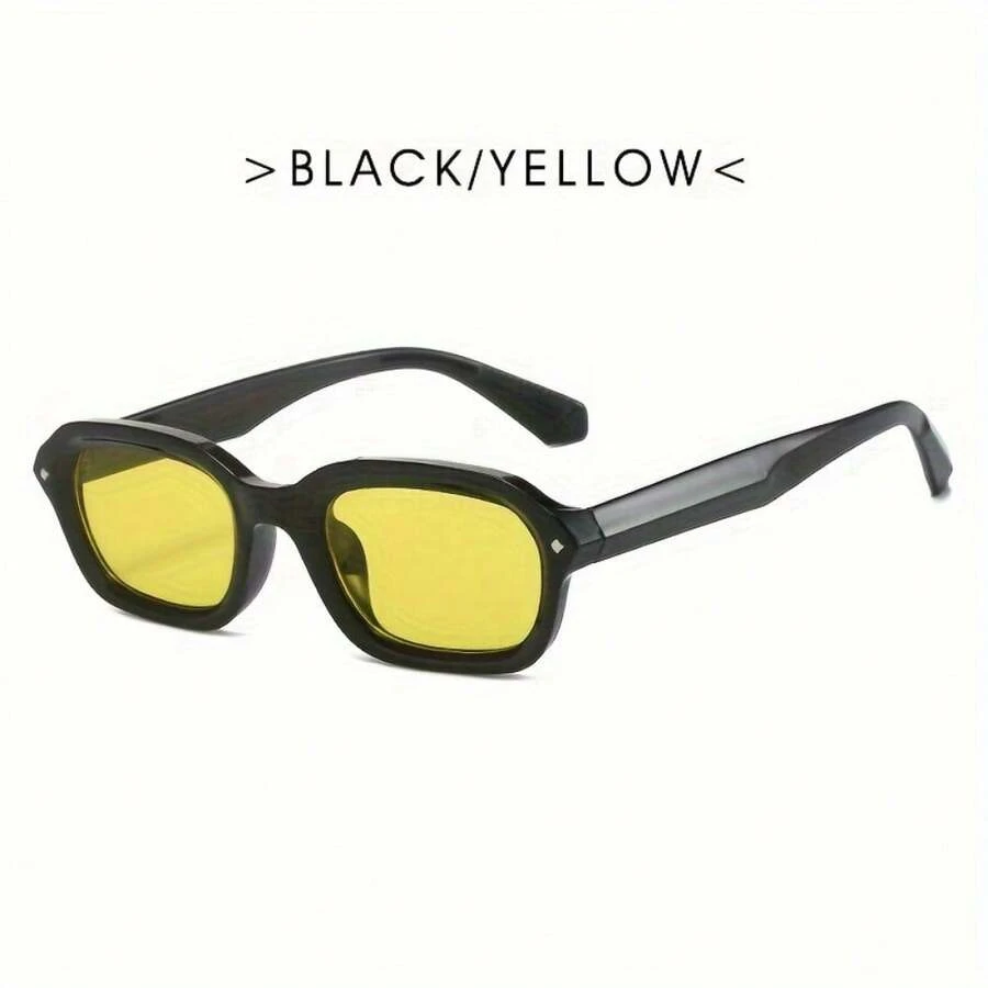 1 Stylish Retro Hip Hop Men's Fashion Glasses - Fashion Streetwear Accessories - 黑框黃鏡 - 查看 1