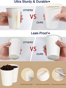 20/50pcs 12/7 Oz Paper Cups,Hot Paper Coffee Cups,Cold Beverage Drinking Cup,Leak-Proof Disposable White Paper Cups,Ideal For Milk Tea And Coffee,Picnic, Travel, Events,Bathroom And Mouthwash Trial Cup,Party,Birthday,Hot Liquid, Chocolate, Juice, Hot Beverage Drinkings,Cafes, Bistros, Office,Family - White - View 9