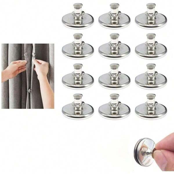 Premium Curtain Magnets Closure - 2/6 Magnetic Curtain Clips With Patch, Strong Hold, Easy To Use, Light-Blocking, Versatile For Home, Office, Travel –Perfect For Curtains, Shower Liners, Tablecloths
