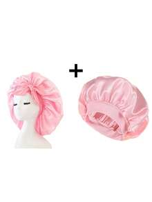 1/2pcs Luxurious Satin & Silk Bonnet For Sleeping - Adjustable Comfort Fit With Tie Band - Unisex Night Hair Protection For Men & Women Shower Towels For Beauty Salon, Hotel Sports,Home Essentials, Towel, Skin Care