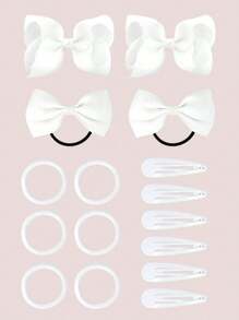 Juego de 16 piezas de accesorios para el cabello de niñas escolares, lazos, pinzas y ligas para el cabello, accesorios para el cabello para niñas pequeñas y de guardería, de vuelta al colegio