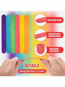 200 Pcs Colored Popsicle Sticks For Crafts, 4.5 Inch Colored Wooden Craft Sticks, Ice Cream Sticks, Rainbow Popsicle Sticks, Great For DIY Craft Creative Designs And Children Education,Kids Tweezers,Acrylic Popsicle Sticks,Kids Crafting - Multicolor - View 4