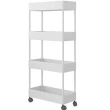 Carrito de almacenamiento de cocina, carrito de almacenamiento con ruedas de 4 niveles, estante de baño multifuncional, carrito de baño - Blanco - Ver 2