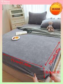 1pc Solid Color Crystal Velvet Fitted Sheet, Bedding, Mattress Protector, Bed Cover, Fitted Sheet, Comfortable Warm Home Textile, Anti-Pilling, Soft Skin-Friendly For Boys Girls Student Dorm Bedding, Machine Washable - Multicolor - View 27