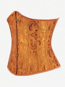 Corpetto sottoseno classico in jacquard per donna, modellante vita, shapewear snellente, adatto per Ognissanti - Zenzero - Visualizzare 2