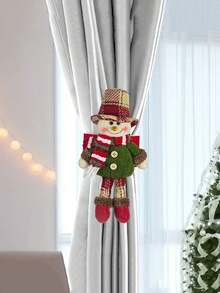 1 szt. klamry do zasłon w kratkę w stylu retro, uchwyt na zasłony w kształcie bałwana, dekoracja świąteczna, dekoracja okienna, wystrój domu, dekoracje świąteczne, wystrój pokoju, dekoracje świąteczne, dom - Wielokolorowe - Zobacz 7