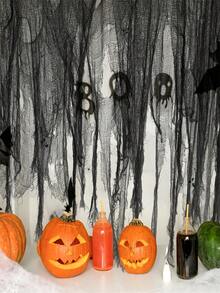 1/3/5pcs Black 76*183cm Halloween Party Decoration Ghost House Gauze DIY Decorative Fabric, Suitable For Creating Halloween Atmosphere - Scary And Eerie Halloween Decor, Suitable For Indoor And Outdoor Parties - Black - View 3