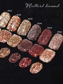 MISS SHAKA 10ml Summer Autumn Nails Flashing Pink Blue Brown Orange Broken Diamond Gel Nail Polish Halloween Nails Super Bright Reflective Gentle Fairy Colour Nail Salon Nail Art Nail Supplies