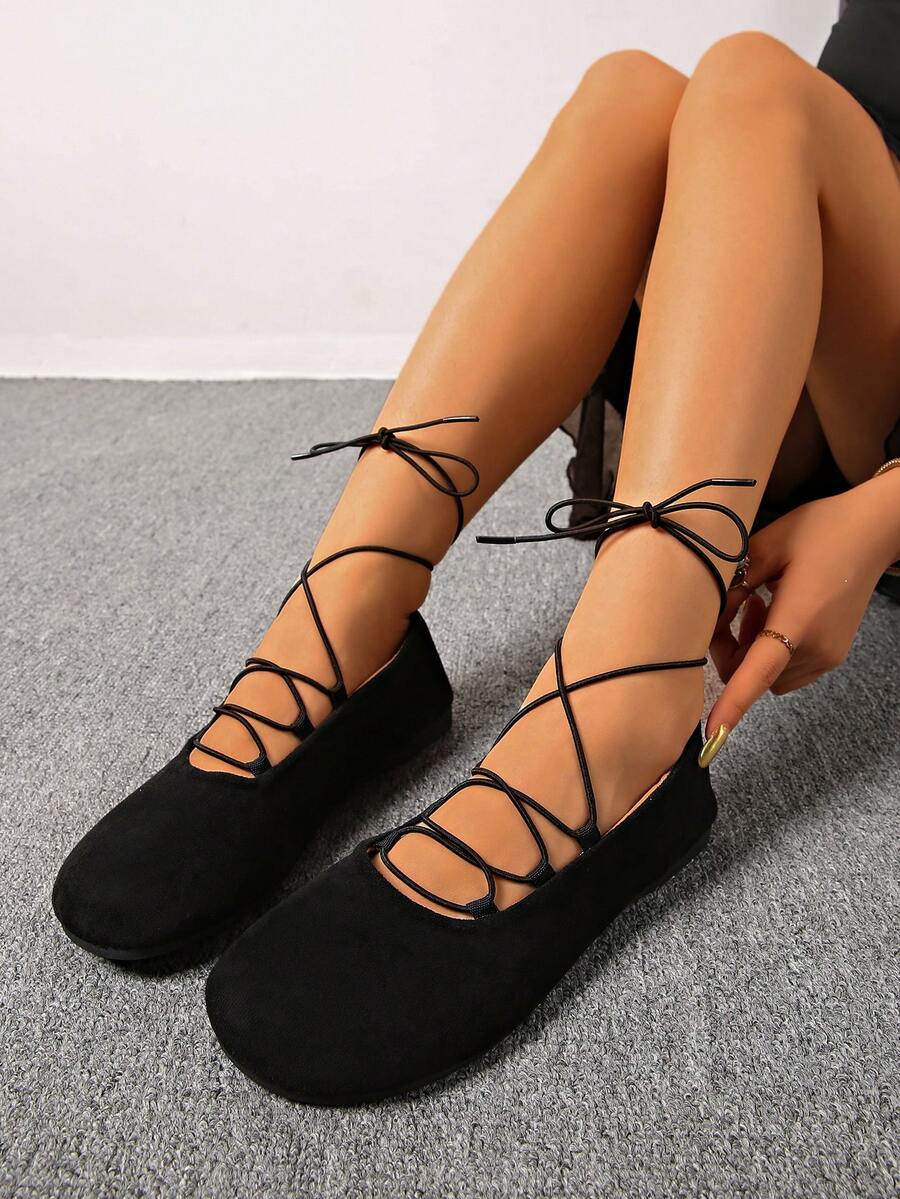 Women's Round Toe Flat Soft Bottom Casual Shoes, Versatile Solid Color Elegant, Fashionable Vacation, Neutral Sports, Preppy, Party, Commute, Basic, Beach, Bohemian, Casual, Cute, Punk, Retro, Wedding, Business, Party, Outdoor, Sexy, Chinese Retro Style, Lolita, New Chinese Retro Style, Y2K, Gothic, Western, Street, Cute, Western Wedding, Chinese Wedding, Nightclub, Workwear, Criss-Cross, Drawstring Flats, Beach, Holiday, Wedding, Office, Home, Gym, Outdoor, Spring, Summer, Autumn, Winter