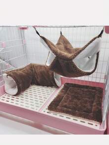 3pcs Sugar Glider Double-Layer Hammock, Ferret Hideaway Tunnel House, Pet Mat Combo Set, Suitable For Small Pets Like Sugar Glider, Hamster, Rabbit - Multicolor - View 26