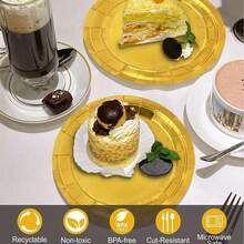 5/10/20/40/80/100 طبق حفلات ذهبي، أطباق قوية ومتينة مناسبة للحفلات والعشاء والمناسبات والنزهات وأعياد الميلاد وطاولات الطعام والأعراس