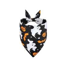 Halloween Pet Bandana, Ghost Candy Pumpkin Triangle Scarf, Suitable For Small Dogs And Cats, For Halloween, Day Of The Dead Holiday Party Decor, Made Of Thin Polyester Fabric