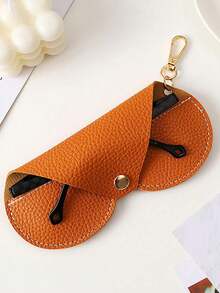 1 Peça Estojo Dobrável Portátil de PU para Óculos, Caixa Suspensa para Óculos de Sol, Caixa de Armazenamento de Óculos Simples, Estojo à Prova d'Água para Óculos, Protetor de Óculos de Sol de Viagem com Suporte, Pequena Bolsa, Pano de Limpeza de Fibra, Adequado para Homens, Mulheres, Uso Externo, Viagem, Casa, Escritório