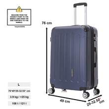 Maleta grande expandible de ABS - 76 x 49 x 29 cm (extendida: 32,50 cm) | 121 | 25 kg, semirrígida, con cerradura de combinación - Amarillo/Azul marino/Menta/Morado/Negro/Plateado/Rojo/Oro rosa/Verde - AzulMarino | L | Expandable - Ver 3