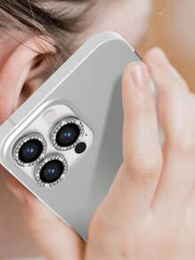 3-2 件相机镜头保护膜适用于 16/16pro/15/14/13/12/16promax，带闪亮金属钻石环和 9h 硬度防刮膜，时尚配饰，用户友好的保护壳适用于日常防护、办公室、家庭闪亮水晶手机相机盖防水防震防摔 - 銀色 - 查看 10