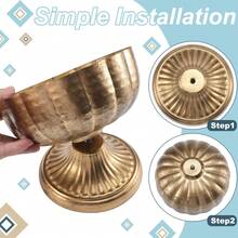 Distressed Gold Compote Vase For Centerpieces Compote Bowl 8'' Wide Vintage Decorative Antique Urn Planter Vase For Wedding Event Anniversary Party Indoor Outdoor Activity - 銅色 - 查看 5
