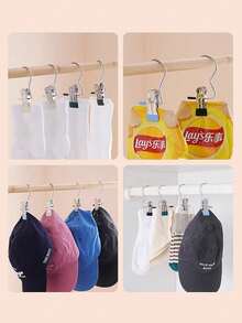 20个/10个/1个不锈钢衣夹，便携式裤夹，带挂钩阳台洗衣夹，适合收纳男女衣物、袜子、毛巾、帽子、围巾，四季皆宜，适合日常居家、卧室整理、旅行度假、房间浴室收纳/厨房/储物/浴室 - 彩色 - 查看 5