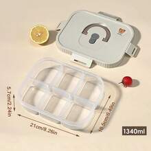 WORTHBUY 1pc Large Capacity Transparent Plastic Compartment Food Container With Handle, Portable Fruit Salad Lunch Container, Multi Grids Food Fresh-Keeping Box , Microwave Heated Divided Food Storage Box, Suitable For Student And Adult Use In School, Office, Outdoor Camping, Picnic, Travel,Back To School