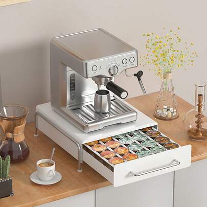 SIDIANBAN Coffee Pod Drawer Holder, 30 Capacity Capsule Pods Storage Organizer, Pull-Out Coffee Capsule Rack, Tea Organiser Drawer Tray, Metal Coffee Machine Accessories For Kitchen, Coffee Shop, Office