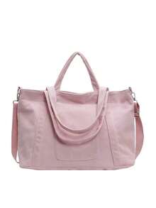 New Fashion Classic College Style Casual Multi-Pocket Large Capacity Double-Handle Shoulder Special Warmth. Especially Suitable For Campus, Office, Daily Matching, Dating, Shopping, Shopping, Going Out Perfect For Books, Shopping, Back To School And More, Literary School Bag For Teens, School Supplies, School Bag, School Handbag, School Bookbag, Back To School Bags, Suitable For Teen Girls Women College Students, Perfect For Back To School, First Day Of School, Middle School, High School, Tote Bags For School,College Essentials - 粉色 - 查看 6