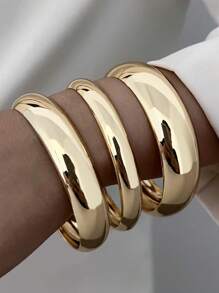 3/1pcs Simple Exaggerated Old Coin Decor Bangle Bracelet Set, For Women & Couples, Friendship, Summer Resort, Date, Daily Casual, Party Accessory