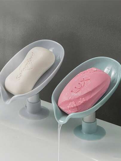 2 paquetes de jabonera con forma de hoja, soporte de jabón con ventosa, accesorios de baño, jabonera con forma de hoja con rejilla de drenaje, accesorios de baño sin perforación con ventosa, bandeja de jabón antideslizante y sin agua