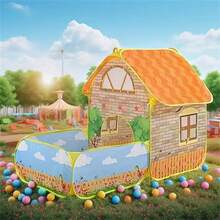 Duży namiot do zabawy, namiot ogrodowy dla dzieci, zabawki plażowe, namiot do zabawy dla dzieci, projekt domku na farmie, żółty, kreatywny wzór pobudzający wyobraźnię, z basenem z piłeczkami oceanicznymi (piłki nie są dołączone), idealny domek do zabawy dla dzieci