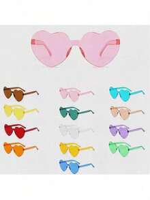10/12 Peças - Óculos Sem Aro em Formato de Coração, Óculos em Formato de Coração, Óculos Sem Armação em Formato de Estrela de Cinco Pontas, Uma Ampla Variedade de Óculos Transparentes Verdes para Lembrancinhas de Festa, Perfeito para Festas na Piscina e na Praia, Festas de Verão. Óculos Transparentes em Formato de Coração para Festas, Festa de Feriado