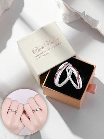 Elegant Minimalist Red String Open Ring Set, Suitable For Couples And Valentine's Day Gifts