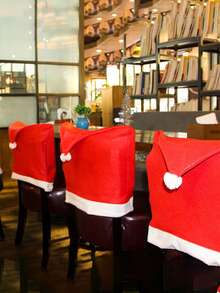 1/4/6/1PC Christmas Chair Back Cover Holiday Dress Christmas Big Hat Printed Non-Woven Christmas Chair Cover, Can Be Used In The Dining Room, Bedroom, Kitchen Outdoor A Variety Of Scenes