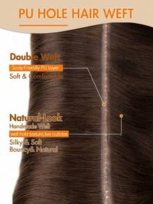 PU Invisible Hair Extensions, Deep Brown Straight Hair - S2 - View 4