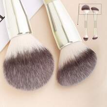 2pcs Dual-Ended Multi-Functional Makeup Brushes, Soft & Fluffy, Durable ABS Handle, Powder, Blush, Highlighter, Contour Brushes, Travel Friendly Cosmetic Tools
