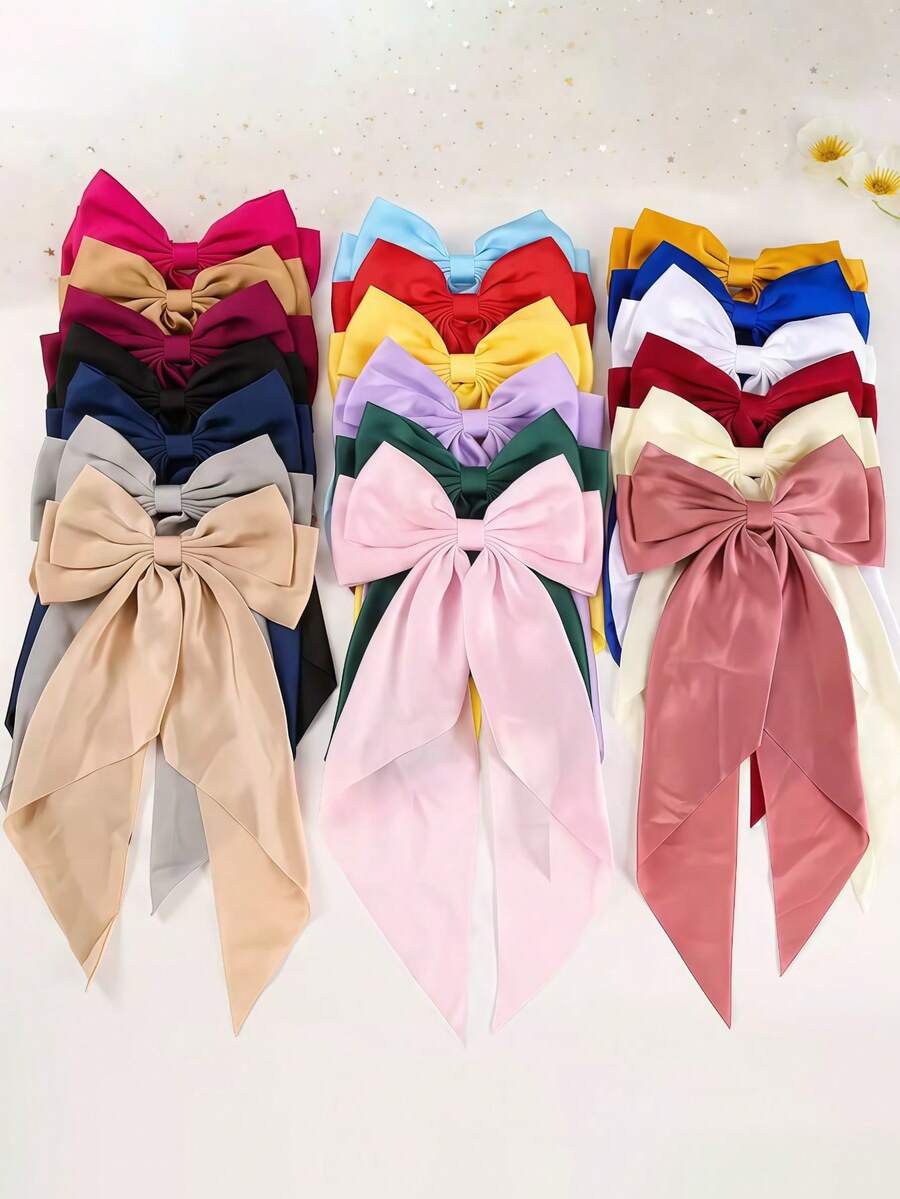 12 chiếc kẹp tóc nơ lớn nhiều màu ngẫu nhiên, phụ kiện tóc dễ thương phù hợp cho bé gái trong các dịp lễ, tiệc sinh nhật và sử dụng hàng ngày. - Nhiều màu - Xem 1