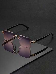 1pc Retro Solid Color Frameless Fashion Glasses, Unisex High-End Metal Rimless Glasses, Suitable For Vacation, Travel, Street Photography, Hiking, Parties, Concerts, And As An Ideal Gift