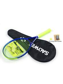 SALYWEE Llamativa raqueta de tenis de aluminio y fibra de carbono azul/verde unisex, con cuerdas premium, patrón pre-encordado 16x19, peso 345±10g, tamaño de cabeza de raqueta 102 pulg², con bolsa portátil, amortiguador de vibración y pelota de tenis para entrenamiento de jugadores intermedios