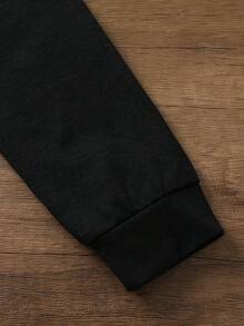 2 pezzi Set di maglietta a maniche lunghe con scollo tondo e stampa di zucca e pantaloni asimmetrici con stampa all-over, outfit casual per bambini per Ognissanti