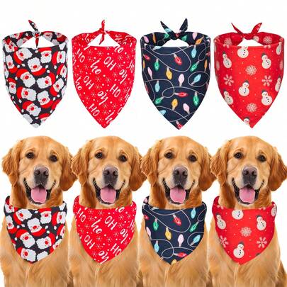 Świąteczna bandana dla zwierząt, kolorowy trójkątny szalik w kształcie bałwana Świętego Mikołaja, odpowiedni dla małych psów i kotów, odpowiedni na Boże Narodzenie, wigilijną dekorację na imprezę