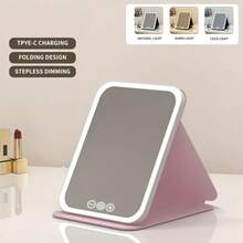 Gương trang điểm có đèn LED độ phân giải cao 10 inch, độ phóng đại 10X, 60 đèn LED tích hợp, gương trang điểm chuyên nghiệp di động có thể gập lại với chân đế xoay 360°, điều khiển cảm ứng, 3 chế độ màu có thể điều chỉnh độ sáng, pin sạc, vỏ bảo vệ bằng da PU, thích hợp cho gia đình và du lịch, chức năng phóng đại giúp trang điểm chính xác, lý tưởng cho các chuyên gia trang điểm, bàn trang điểm phòng ngủ và là món quà hoàn hảo cho phụ nữ, quà tặng, du lịch, đồ dùng giá rẻ, vật dụng cần thiết khi đi du lịch. - Nhiều màu - Xem 10