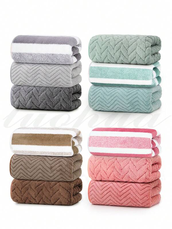 3pcs Set Bath Towels - Striped Shower Towels - 27.55 X 55.11 Inches/70 X 140 Cm - Soft Absorbent, Good Drying Effect - With Hanging Loop, Quick Drying, Easy To Hang - Suitable For All Seasons - Skin-Friendly, No Shedding, No Fading - Bathroom Shower Towel Set - Applicable For Bathroom, Beauty Salon, Hotel, Swimming Pool, SPA, Holiday Travel, Sports, Gym, Beach Back To School For Beauty Salon Home Bathroom Shower Towels For Beauty Salon, Hotel Sports,Home Essentials, Towel, Skin Care