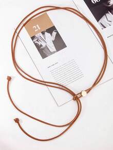 1pc Women's Thin Waist Belt, Adjustable Tie Waist Cord, Fashion Cinch Waist Casual Elegant Decorative Solid Color PU Leather Belt