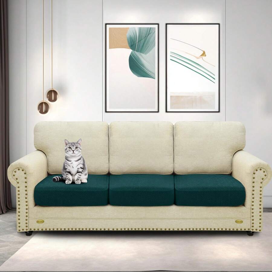 Stretch Individual Cushion Covers Sofa Cushion Couch Covers Slipcovers Soft Replacement New Pattern Furniture Protector With Elastic Bottom