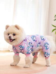 1件独角兽印花宠物睡衣，尺寸可调节，适合小型和中型犬
