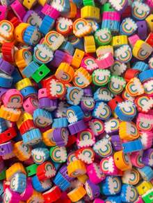 100pcs/Pack Assorted Cute Soft Clay Beads, Suitable For Bracelets And Necklaces - Multicolor - View 7