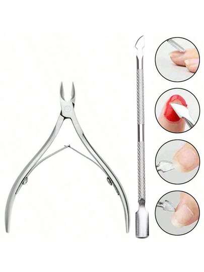 2 Stücke professionelle Nagelschere aus Edelstahl, Nietzange, Mehrzweck-Nagelhautentferner, Nagelpflege-Set